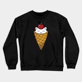 Cute cat in ice cream cone Crewneck Sweatshirt